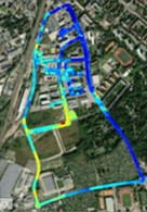 RF scan map showing measured signal observations